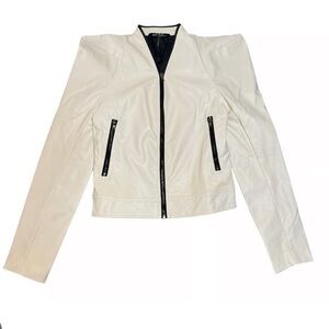 NWT TOV L’os Angeles Women's Cream Faux Leather Jacket